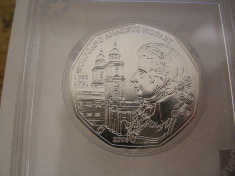 (afbeelding voor) 5 Euromunt Oostenrijk Mozart FDC 2006